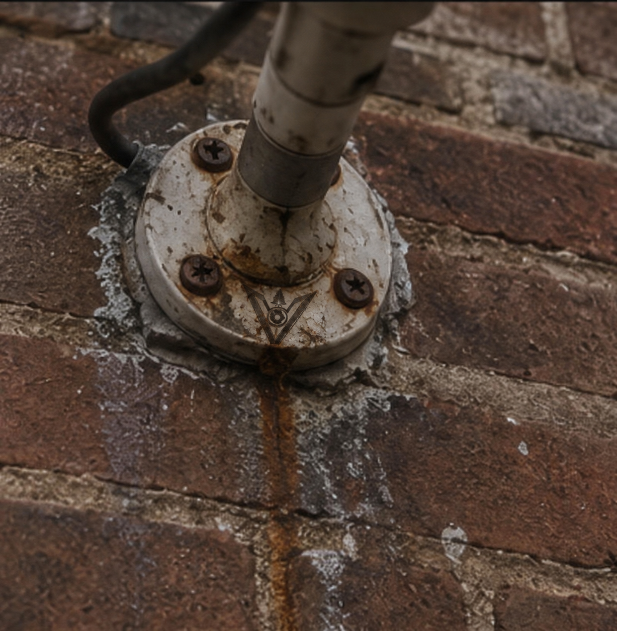 VOSS concealed low-angle surveillance camera with a weathered VOSS mark