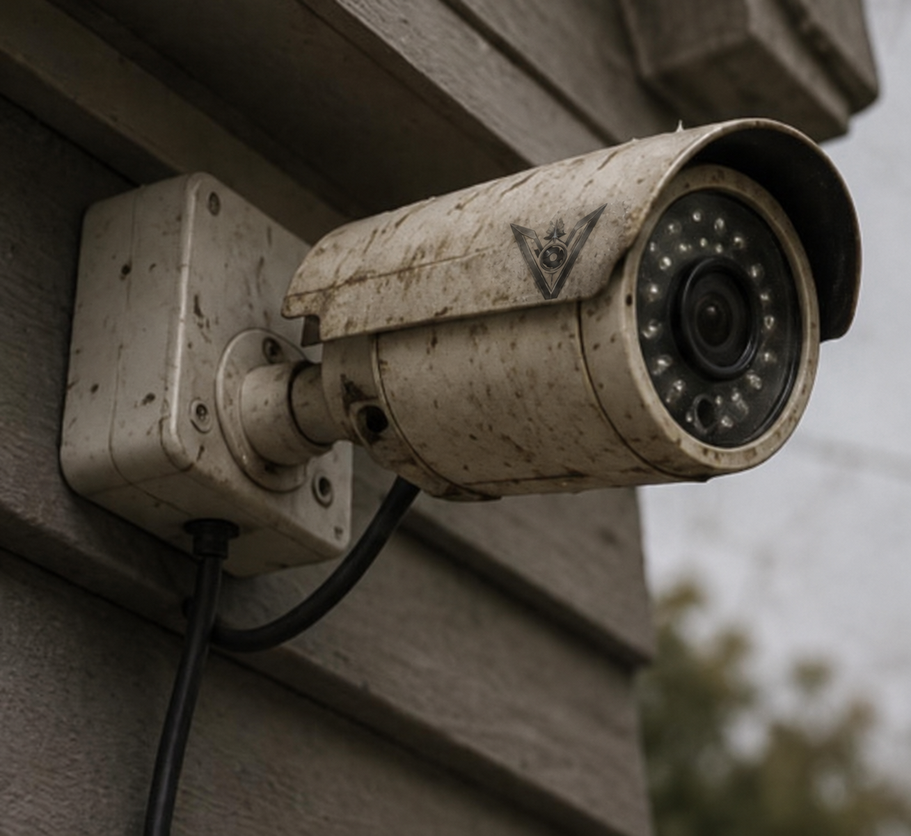 VOSS exterior surveillance camera with an integrated VOSS badge