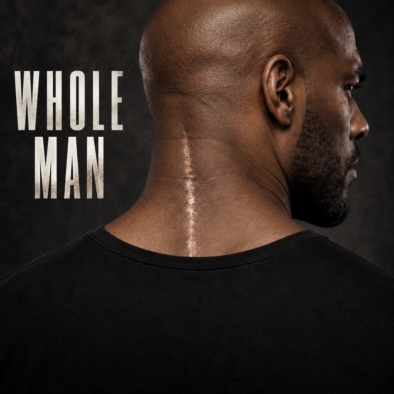 Whole Man cover showing Bash in profile with his neck scar